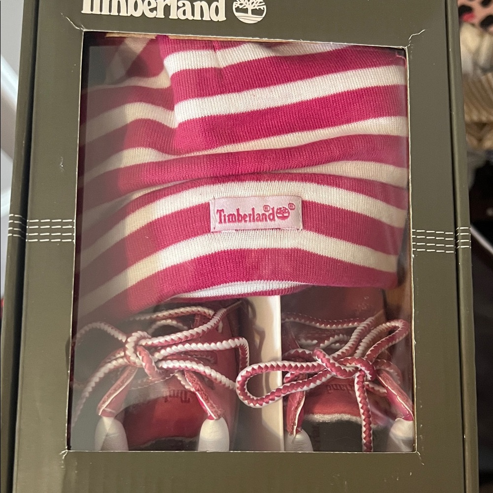 Timberland Striped Pink and White Baby Set